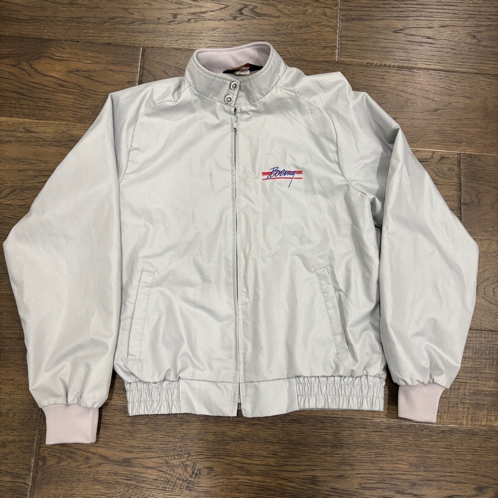 Vintage 80s Light Gray Boeing Bomber Jacket